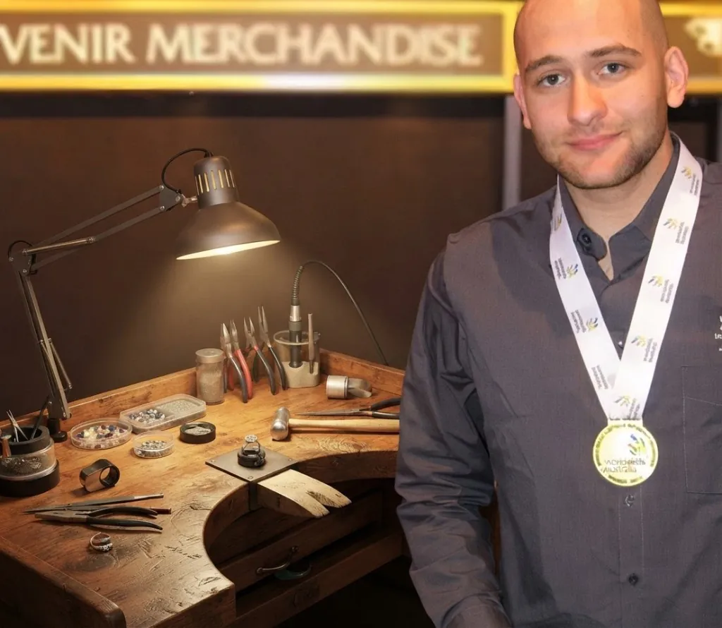 Tayron Scagnetti with WorldSkills Australia Gold Medal recognition, 2012